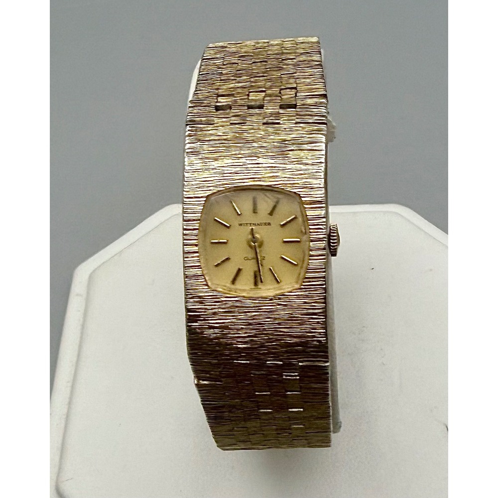 Vintage Wittnauer Ladies Gold Tone Bracelet Watch Swiss 5 Jewel Workin